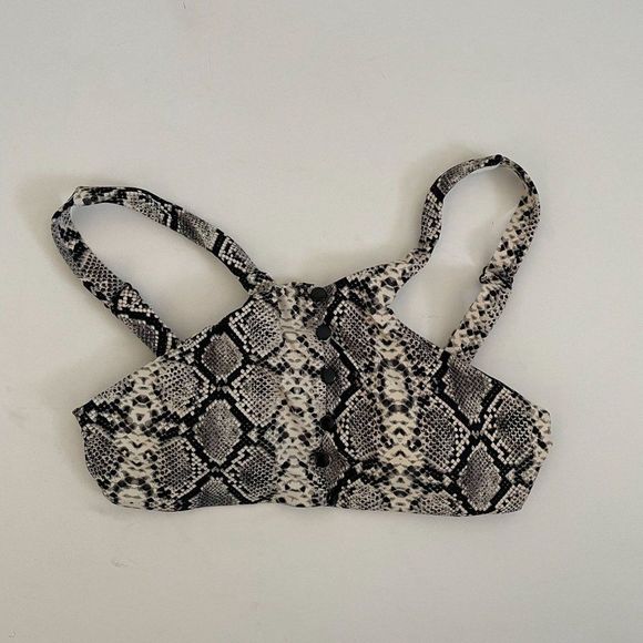 NWT Aqua Swim Python Snake Print Halter Crop Bikini Swimsuit Set Medium - Picture 10 of 15